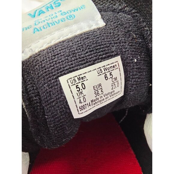 Vans David Bowie Womens 6.5 or Mens 5 Black White Check Hi Lace Embroidered Logo - Picture 6 of 13